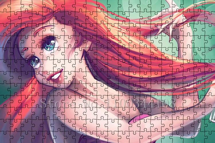 The Little Mermaid Jigsaw Puzzles 300/500/1000 Pcs Disney Princess Ariel Paper Puzzles for Adults Decompressing Assemble Toys