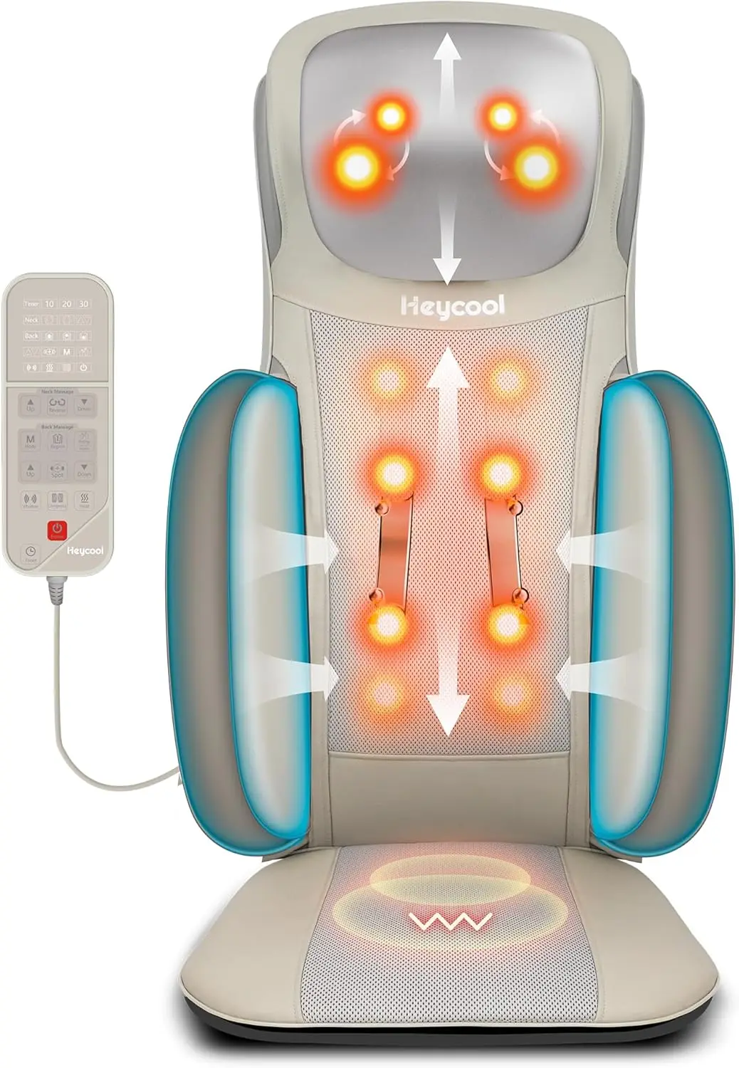 

Массажер для шеи и спины Шиацу с подогревом, улучшенная подушка для сиденья, регулируемая высота, компрессионная вибрация, для всего тела, для дома и офиса