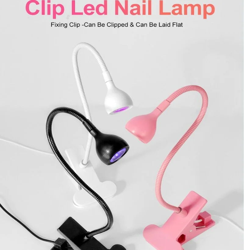 Lampy LED do paznokci 3W Elastyczna lampa na gęsiej szyi Szybka suszarka do manicure do paznokci Lakier żelowy Światło utwardzające do paznokci żelowych