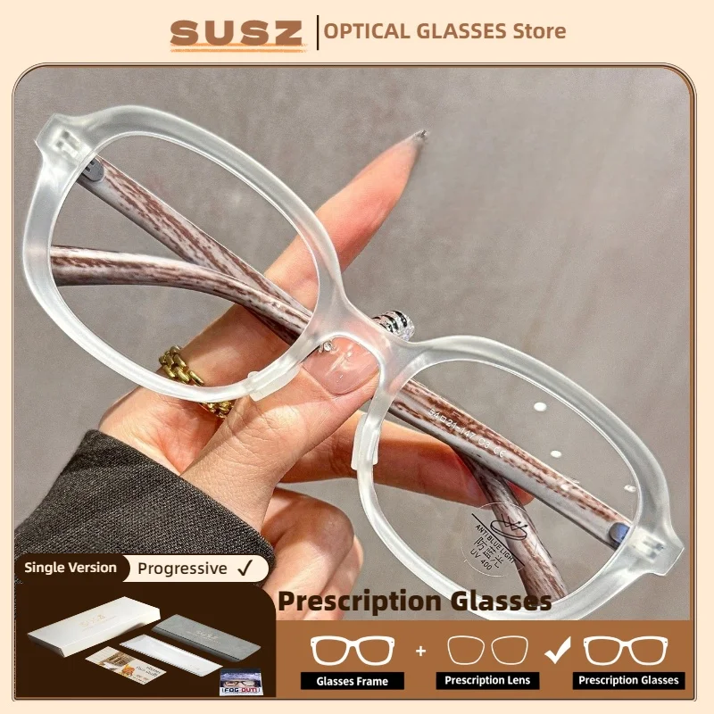 SUSZ Square Eyeglasses Frame Simple Large Frame Men Reading Computer Blue Light Blocking Classic Retro Reading Glasses