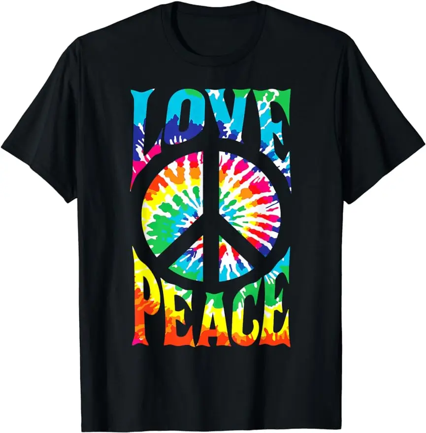 Tie Dye Peace Sign Love 60\'s 70\'s Hippie Women Mom T-Shirt