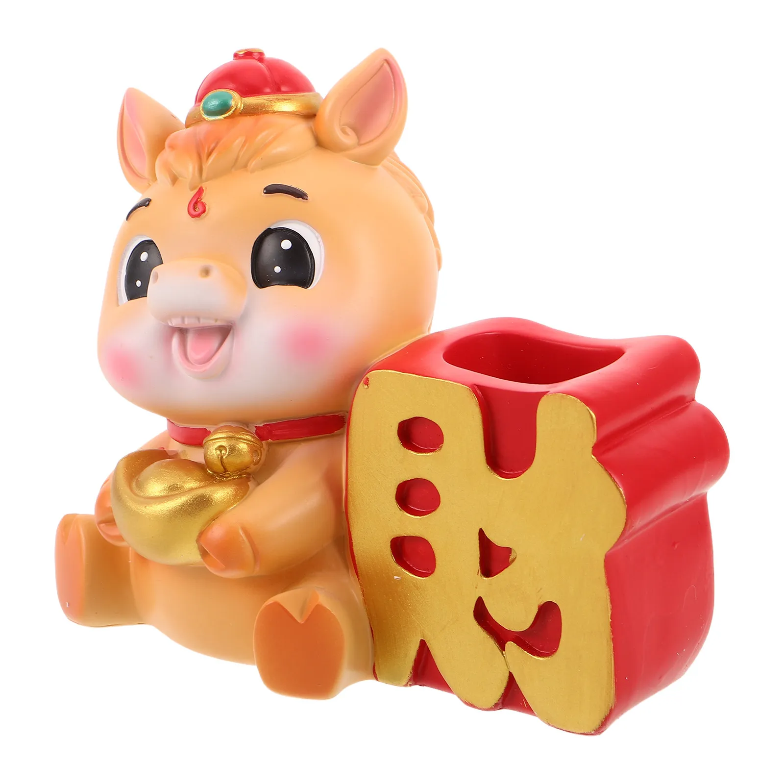 Zodiac Horse Pen Holder Cute Feng Shui Desk Organizer Year of The Horse 2026 Office Decor Fortune Wealth Chinese New Year