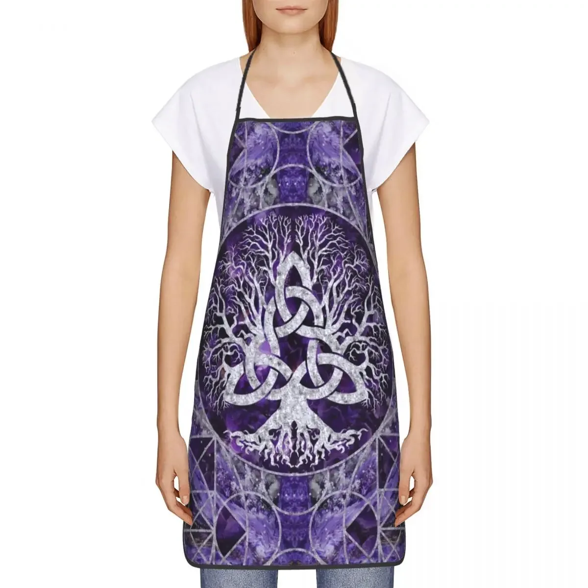 Tree Of Life With Triquetra Kitchen Chef Cooking Baking Apron Women Men Viking Norse Yggdrasil Tablier Cuisine for Painting