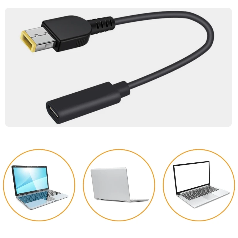 直流ビッグスクエア to USB C PD 高速ラップトップ充電ケーブルコード 65W 15cm