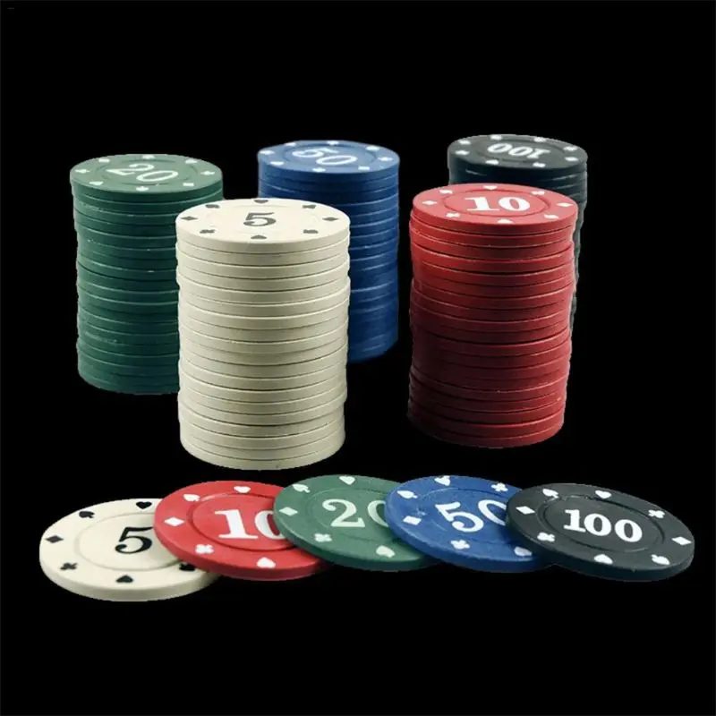 100Pcs Round Plastic Chips Casino Poker Card Game Baccarat Counting Accessories Dice Entertainment Chip Entertainment