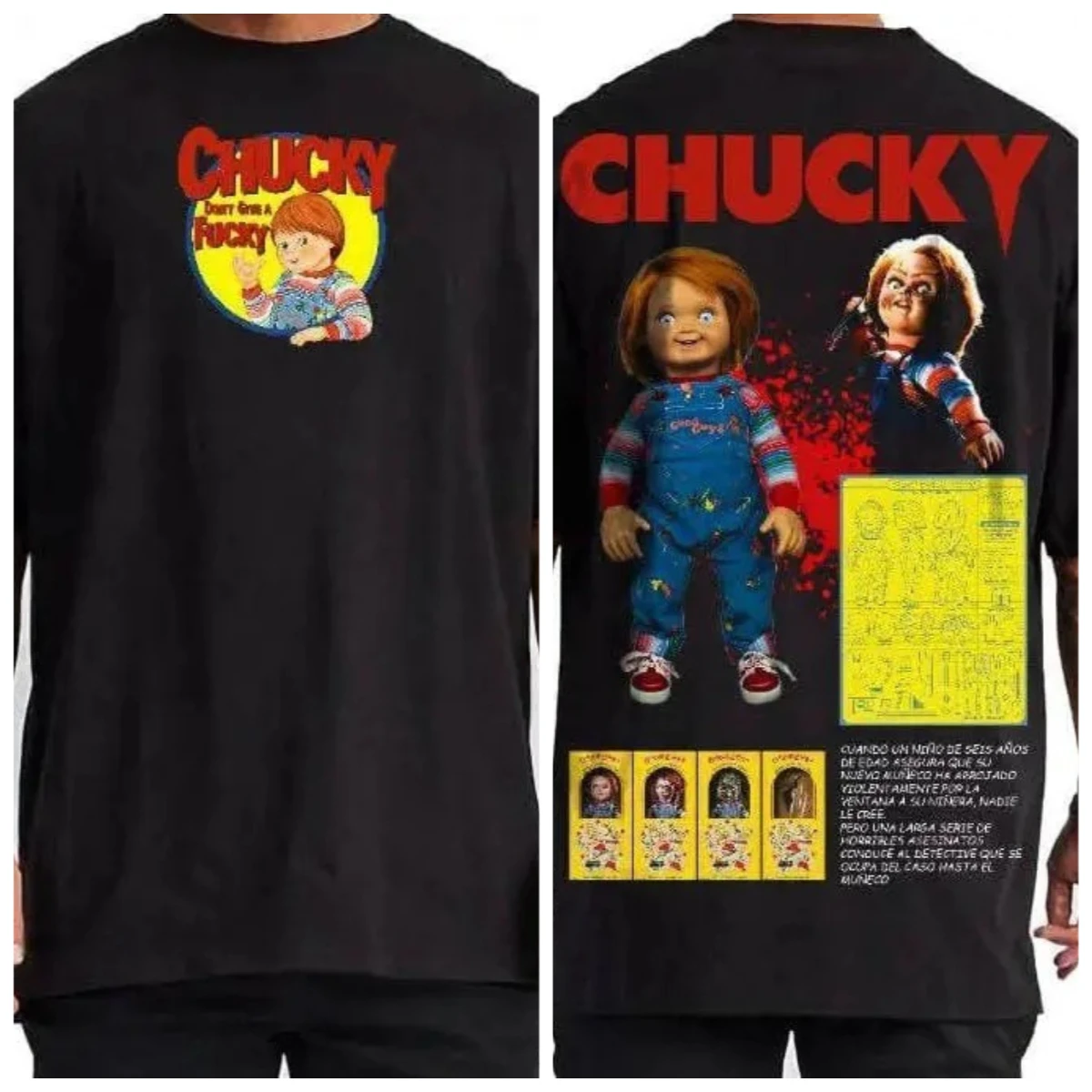 Men's Horror Movie Killer Doll Vintage T-Shirt, Spooky Character Streetwear Graphic Washed Tee