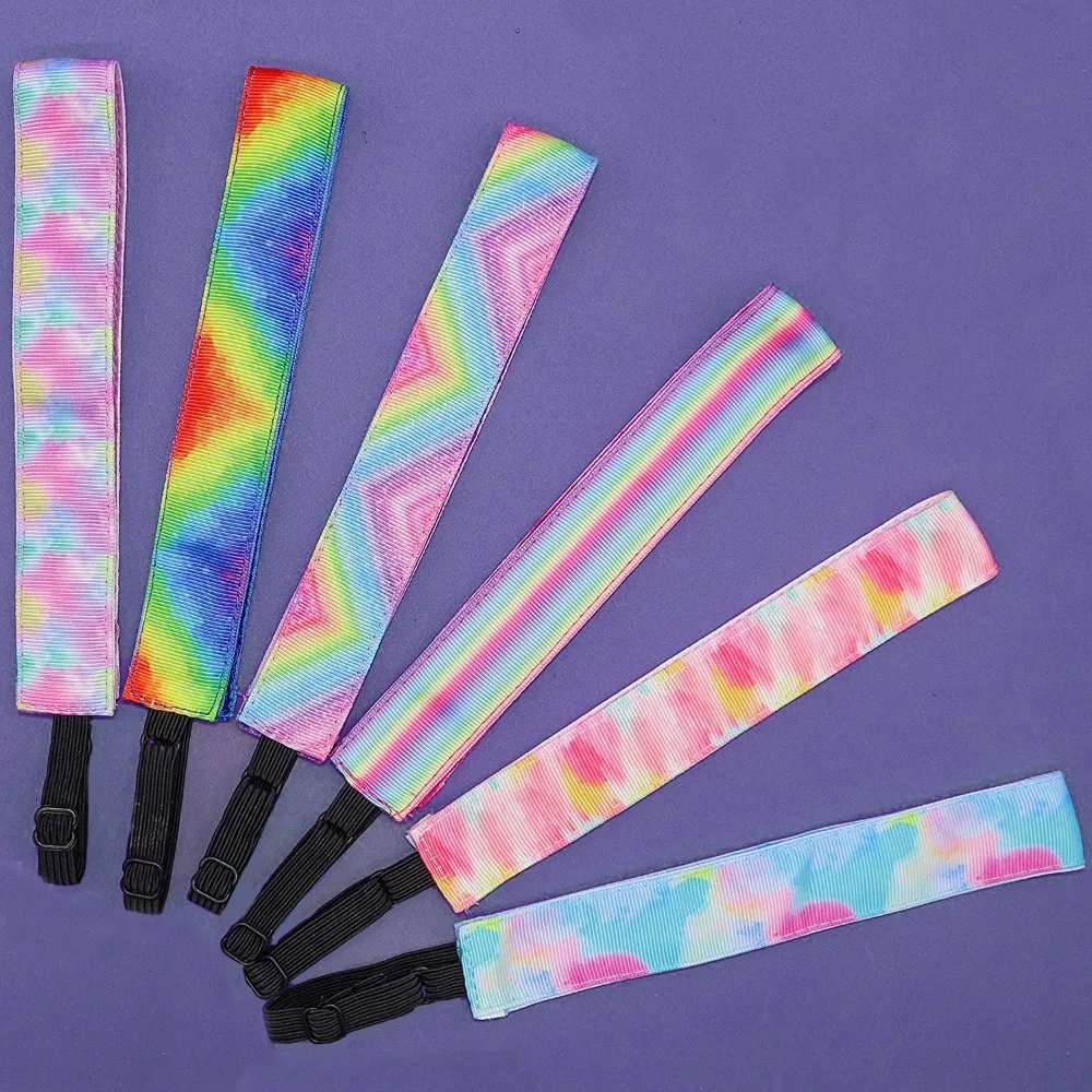 Tie Dye Elastic Headbands para meninas, qualidade, antiderrapante, ajustável, esportes, bandas de cabelo