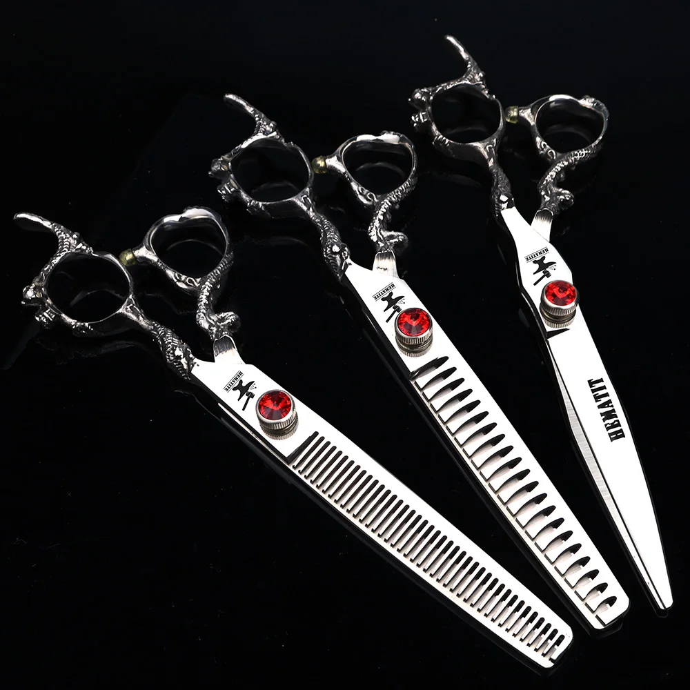 7 inch dragon handle hair scissors, hairdresser styling tools, cutting scissors, and thinning scissors