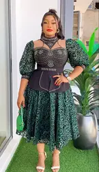 African Wedding Dresses for Women 2024 New Dashiki Ankara Evening Party Gown Elegant Turkey Outfit Robe Africa Clothes Plus Size