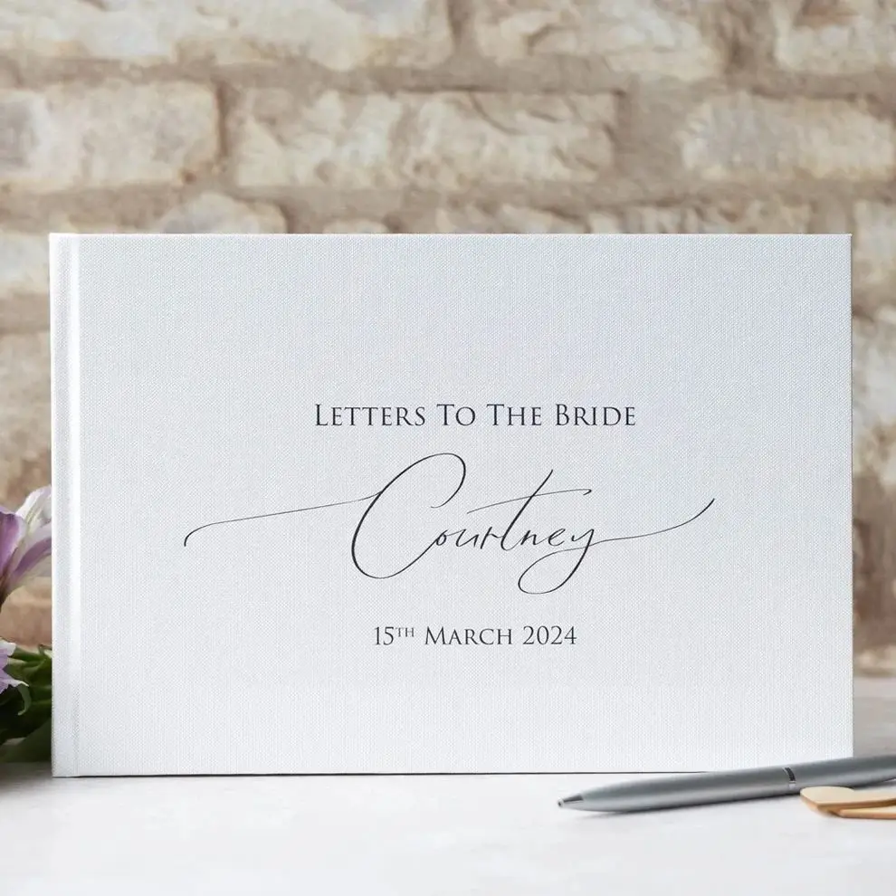 

Personalized 290mm Wedding Guest Book Engagement Scrapbook Reception Guestbook Simple elegant Birthday Bridal Shower Keepsake