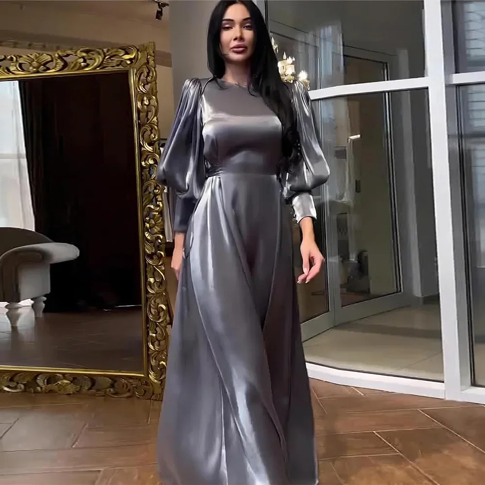 Eid Sliky 새틴 무슬림 원피스 여성용, 아바야 모로코 파티 드레스, 라마단 레이스업 아바야스 카프탄 이슬람 두바이 아랍 롱 로브, 2024