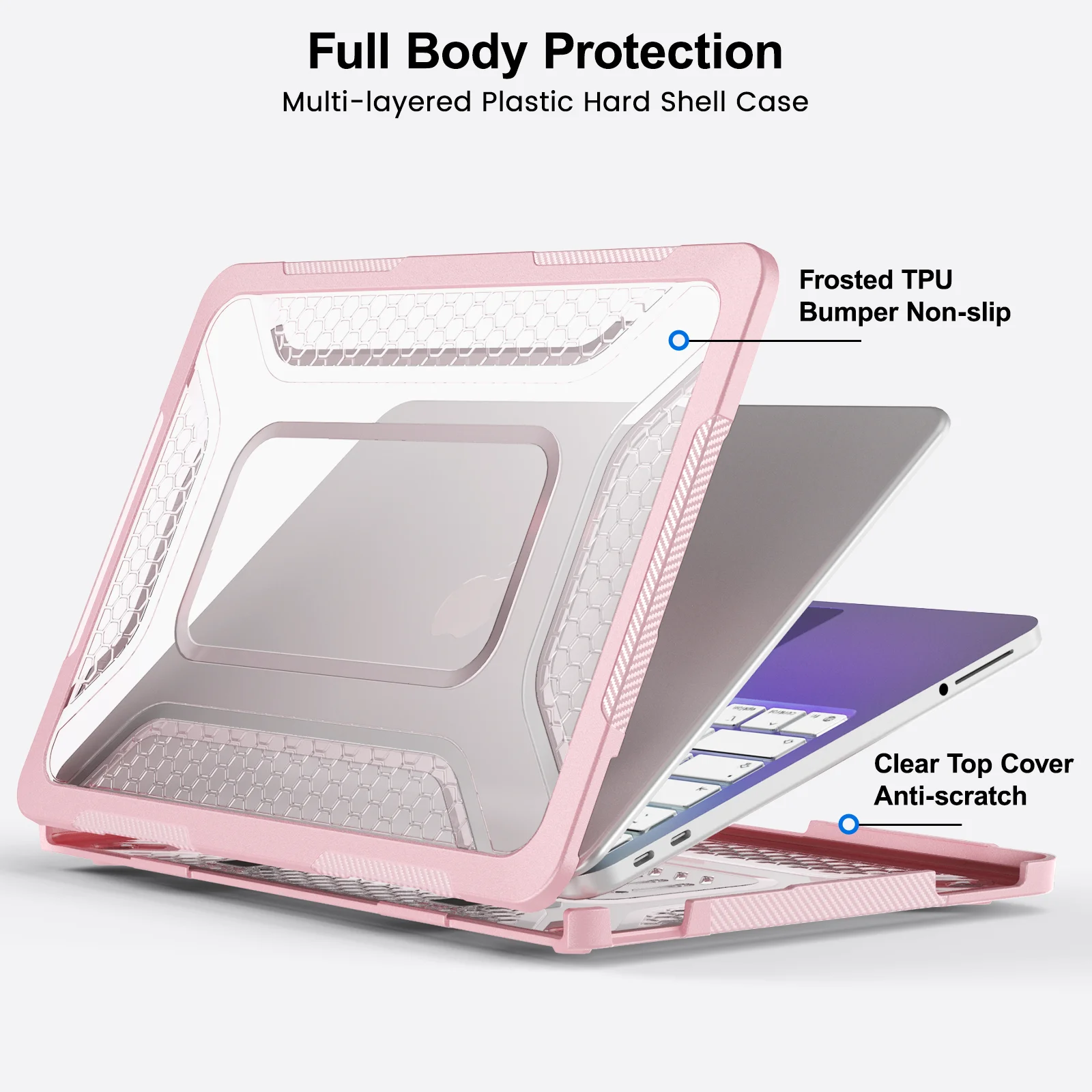 Anti-abrasion Clear Top Laptop Case for Apple Mac Book Neo 13 2026 A3404 With Built-in Foldable Kickstand Cover Honeycomb Design