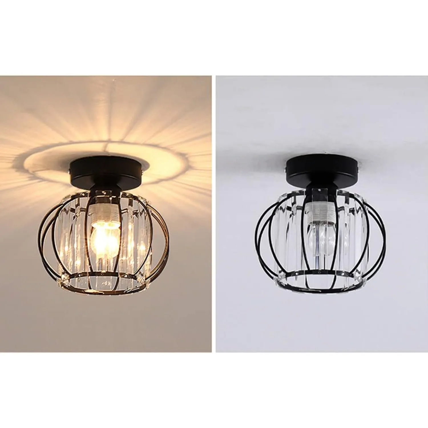 1 ضوء كريستال صغير الثريا شبه فلوش جبل تركيب المصابيح قفص معدني صناعي تجهيزات الإضاءة قلادة صغيرة