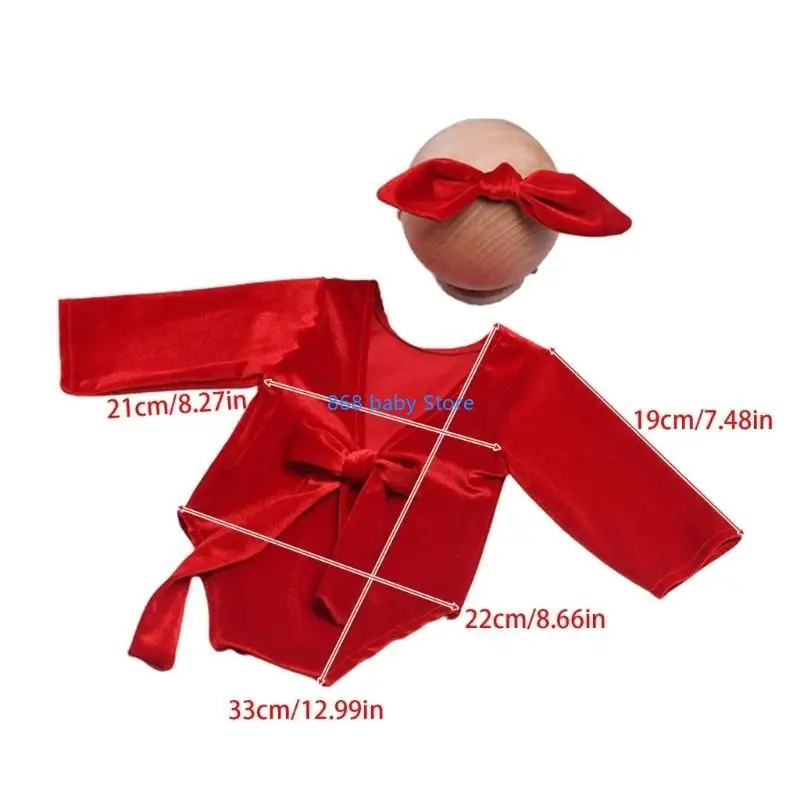 29EE الوليد صور الدعائم Bowknot عقال عارية الذراعين بذلة حمراء الانتحال ملابس الطفل التصوير دعوى الرضع عيد الميلاد زي #6