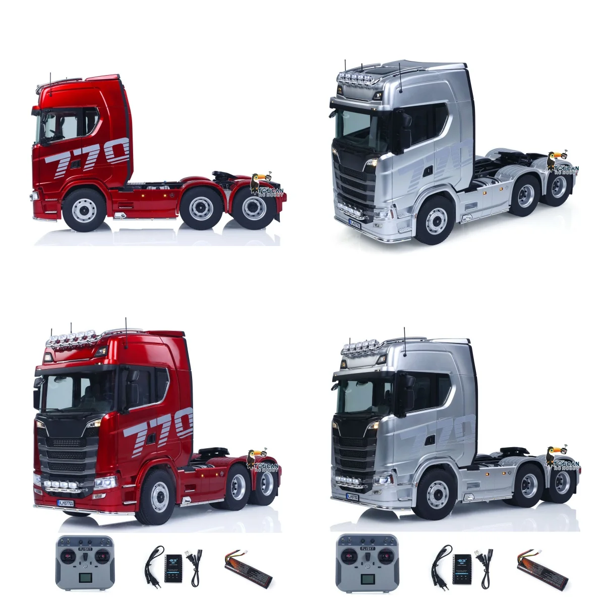 

1:14 6x6 770S RC Tractor Truck KABOLITE Remote Control Trucks Model Fifth Wheel Metal 2 Speed Gearbox Light Sound Toys for Adult