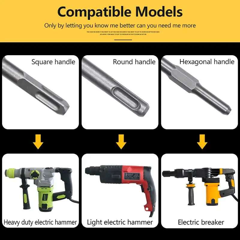 Durable Hexagonal Shank Slotting Chisel Steel Flat Head Impact Bit Wear-resistant High Hardness Impact Drill Bit Brick