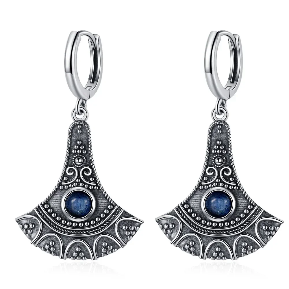 Lange Anhänger natürliche Zyanit Ohrringe Sterling Silber Ohrringe für Frauen Schmuck Vintage Verlobung feier Jubiläums geschenk