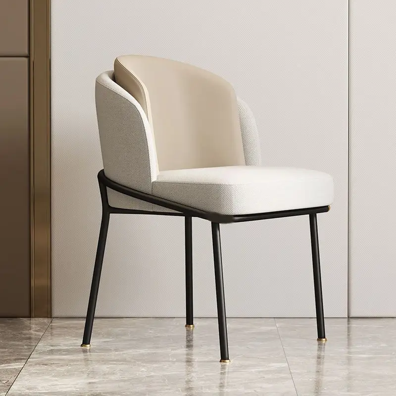 

Designer Relaxing Accent Design Modern Nordic Chair Light Luxury Dining Home Minimalist Iron Art Backrest Aesthetic Furniture
