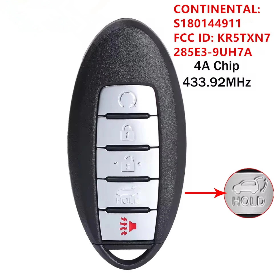 

KEYECU Replacement Smart Remote Car Key Fob 433.92MHz 4A for Nissan Murano 2021 2022 2023 2024 S180144911 KR5TXN7