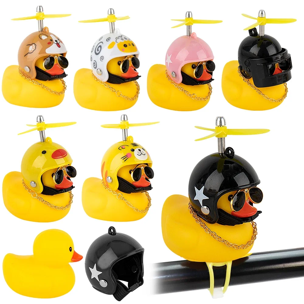 Motorcycle Cute Wind-breaking Duck Small Yellow with Helmet Airscrew Cycling Decoration Ornament Decor Equipments Parts