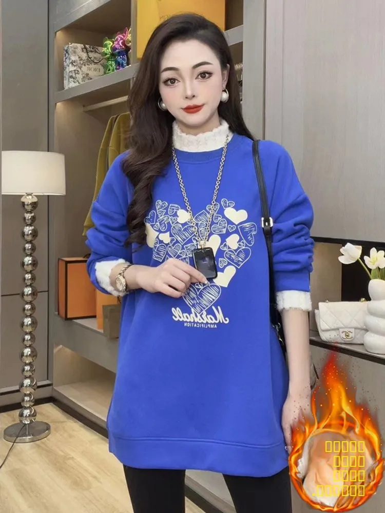 Thiened Fce ラブハート スウェットシャツ レディース カジュアル スリミング ロングジャケット 高級感のあるアウターウェア トップス 女性用