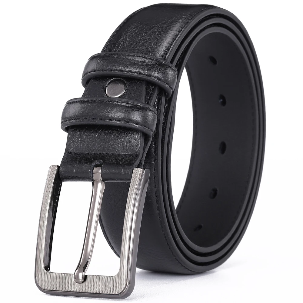 Pin Buckle Men's Leather Belts Cow Skin High Quality Casual Belts For Men Black Coffee