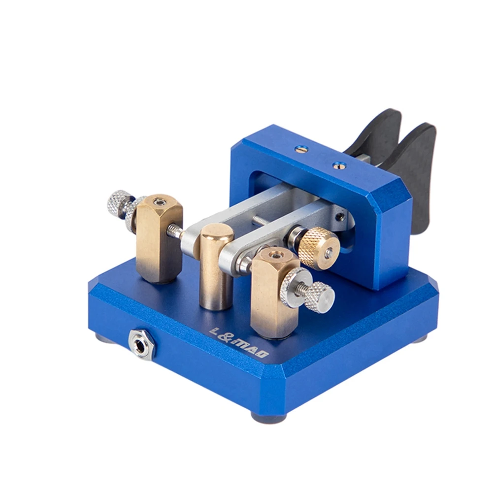 รหัสมอร์ส Double Paddle กุญแจอัตโนมัติคลื่นสั้น CW เครื่องส่งสัญญาณอุปกรณ์เสริม HAM (สีน้ําเงิน)