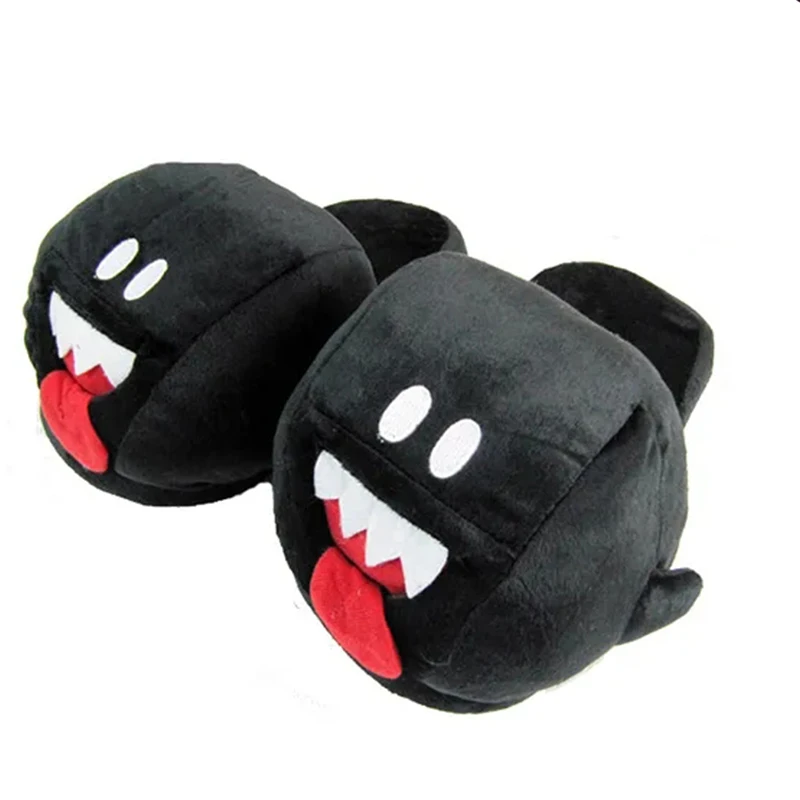 Funny Plush Slippers Black Charcoal Head Cartoon Devil Black Monster Home Indoor Dormitory Cotton Shoes Party Decoration Gift