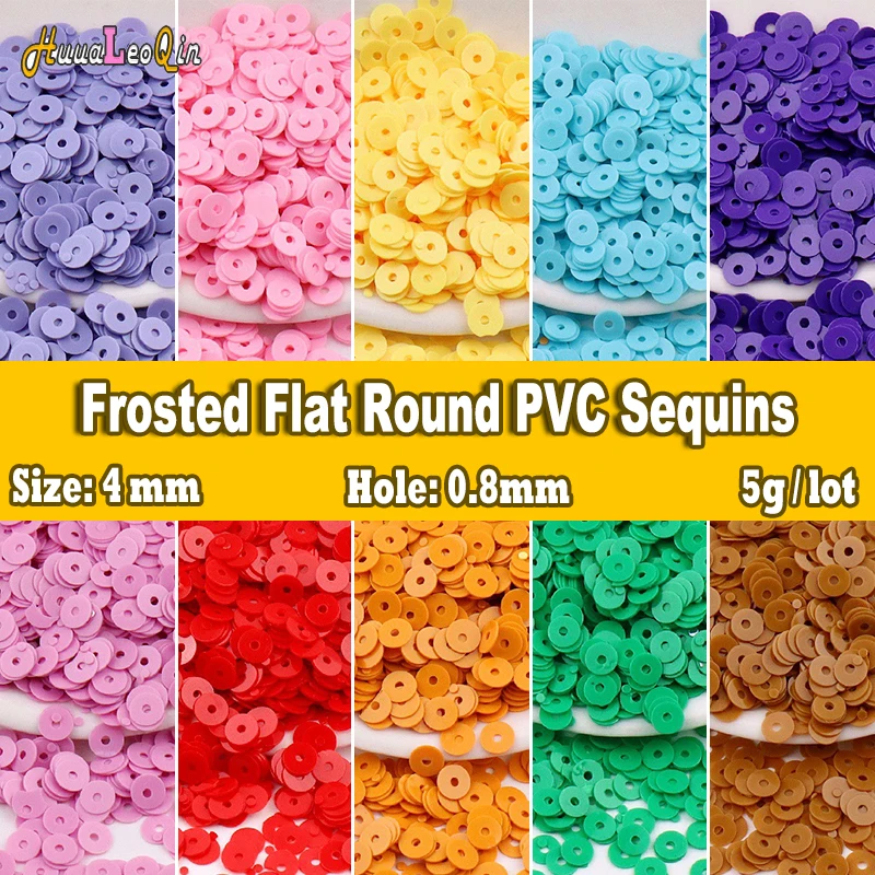 1000pcs 4mm Colorful Frosted Flat Round PVC Sequins Eco-friendly Loose Paillettes Sewing Craft DIY French Embroidery Accessories