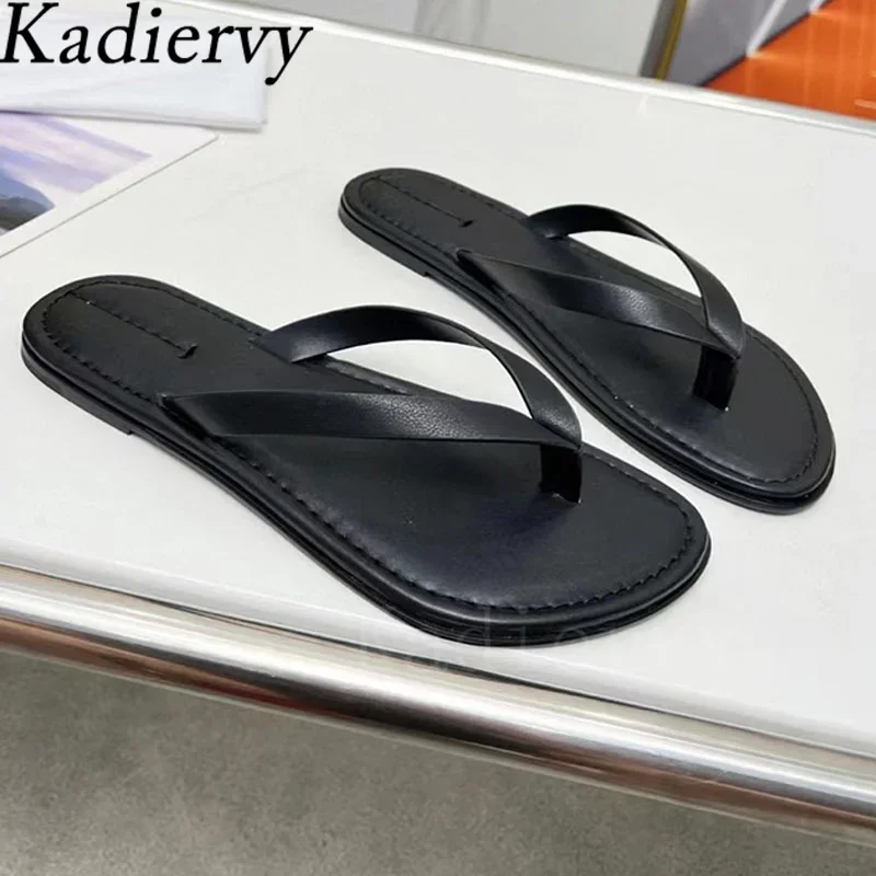 Chanclas, zapatillas de verano para mujer, chanclas blancas y negras de cuero genuino, zapatos informales para vacaciones y playa, zapatillas de estilo callejero para mujer