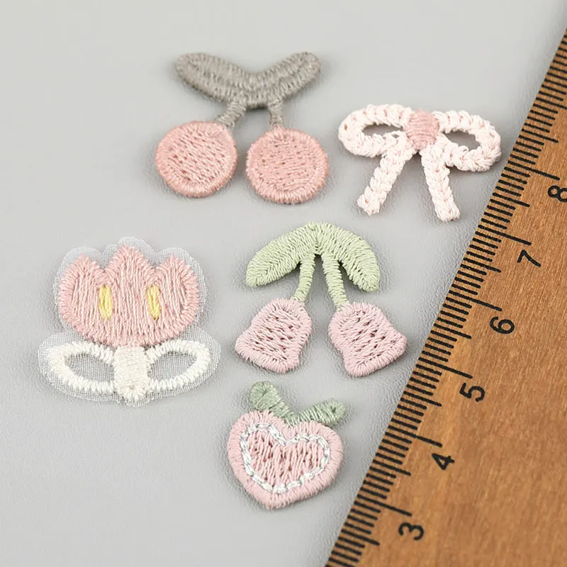 20Pcs Cherry Bell Flower Embroidery Patches For DIY Clothing Shoe Flowers Hat Accessories