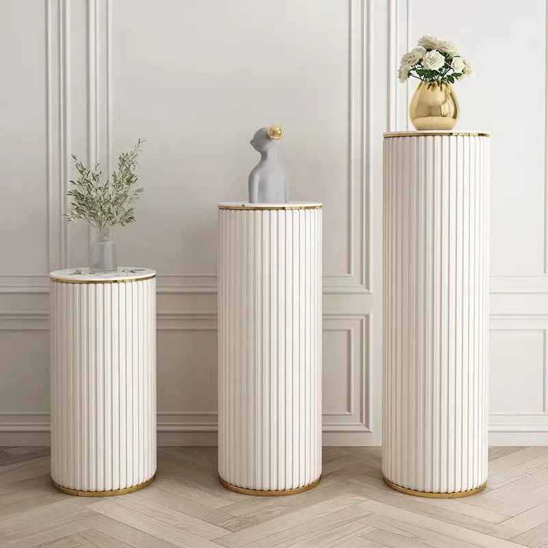 

Light luxury high-end rock slab flower stand, living room floor-to-ceiling modern simple marble ornament, indoor balcony