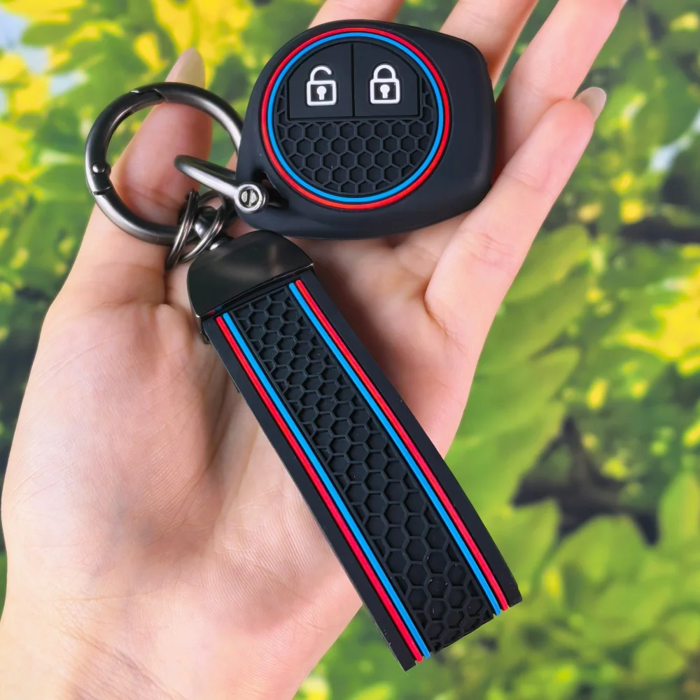 Precise Fit Silicone Remote Key Cover withKeychain for Suzuki SX4 Swift Grand Vitara Ciaz Liana Spresso Celerio Jimny Fob Holder