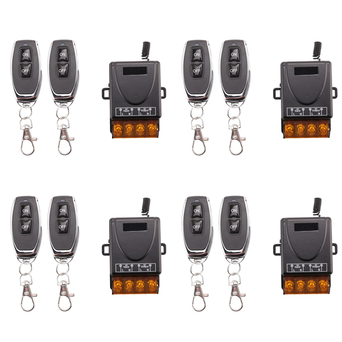 New 4X 433MHz 220V Water Pump Remote Control Switch 1Ch 30A Receiver Module on/OFF Wireless Transmitter for Light LED Fan