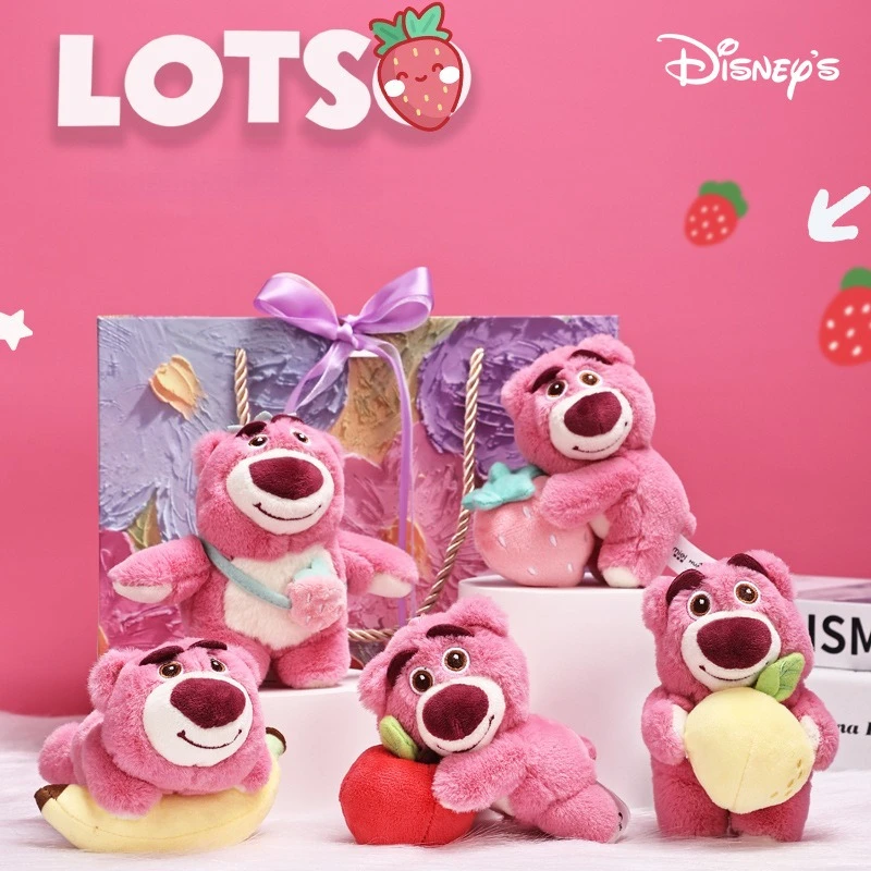 

Miniso подлинный дисней клубничный медведь плюшевый брелок кукла школьная сумка кулон подарки школьная сумка кулон для плюшевой подвески