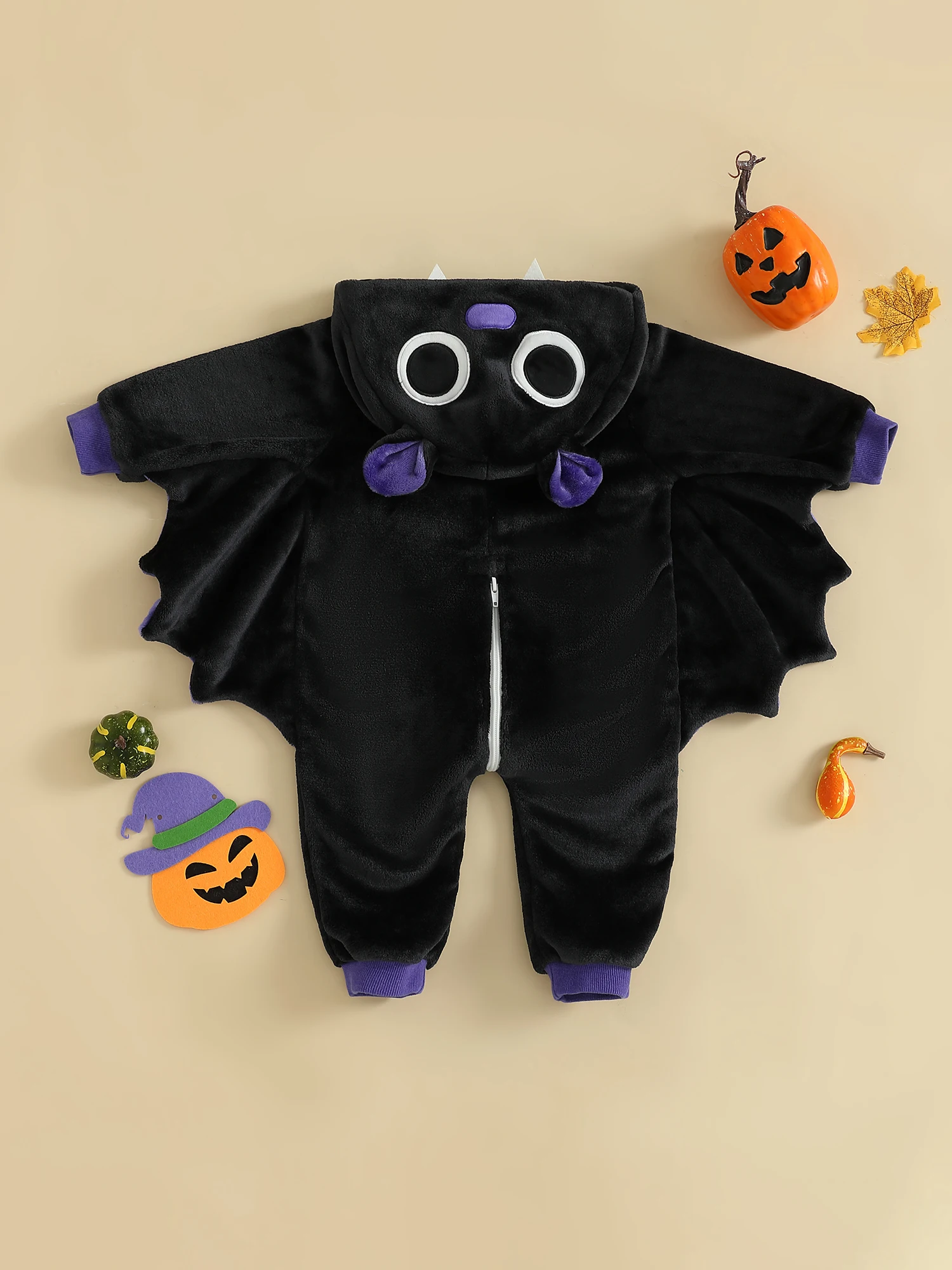 

Children s Vampire Costume Hooded with Bat Wings and Zipper Closure for Halloween Cosplay Party