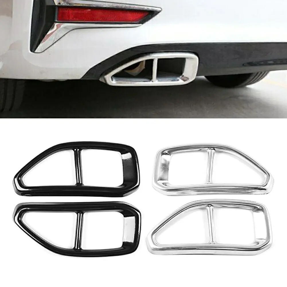 1Pair Car Exhaust Muffler Pipe Tip Tailpipe Cover Decorative Trim Stainless Steel For BMW 3 series G20 G28 2020 2021 2022 2023