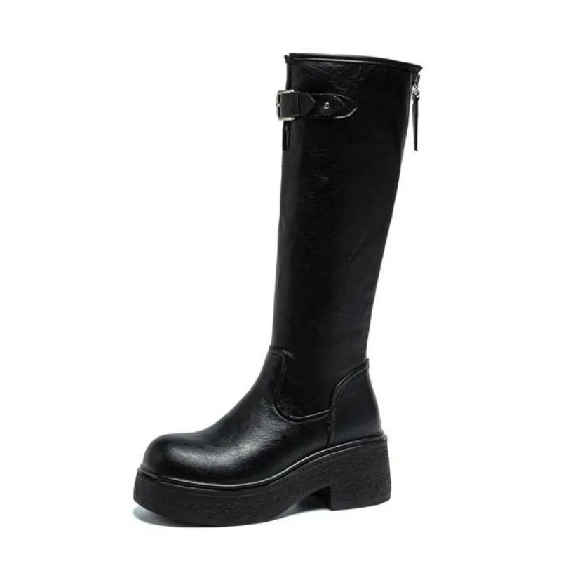 

Женские сапоги до колена, весна/осень, высокие сапоги на толстой подошве, рыцарские сапоги с боковой молнией, женская обувь на квадратном каблуке, Botas Mujer