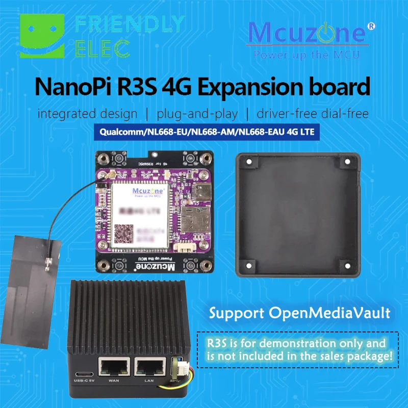 

Плата расширения NanoPi R3S_4G, Rockchip RK3566, Qualcomm/NL668-EU/NL668-AM/NL668-EAU 4G LTE для R3S/R3S LTS