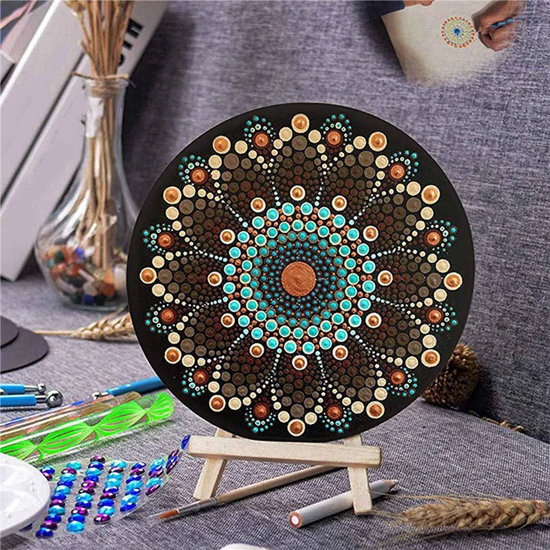 

16 Pcs 15Cm Black Mandala Kraft Paper Round Cardboard For Painting DIY Cardboards For Artist Painter