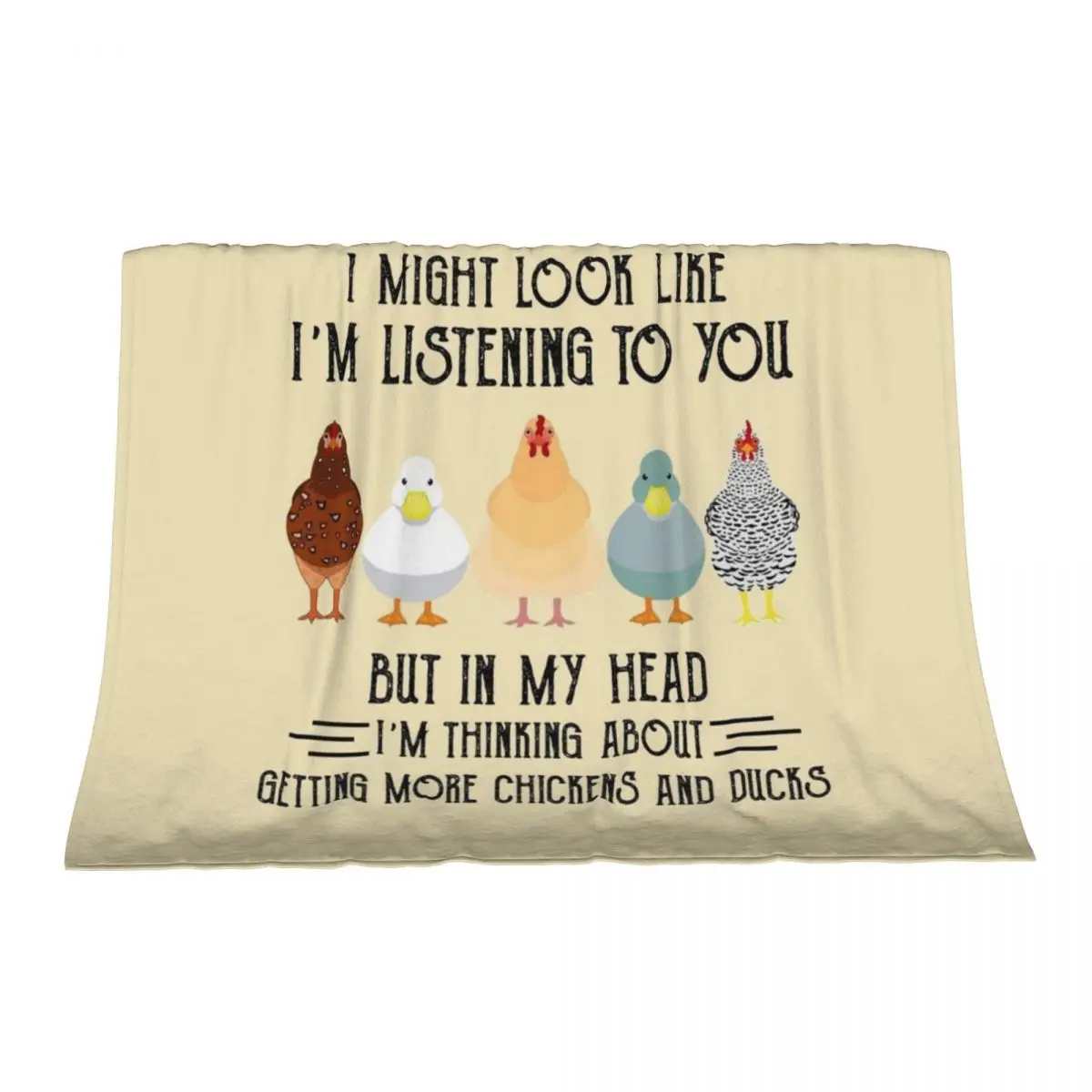 

I Might Look Like I'm Listening To You But In My Head Chickens And Ducks Throw Blanket Furrys Travel Blankets