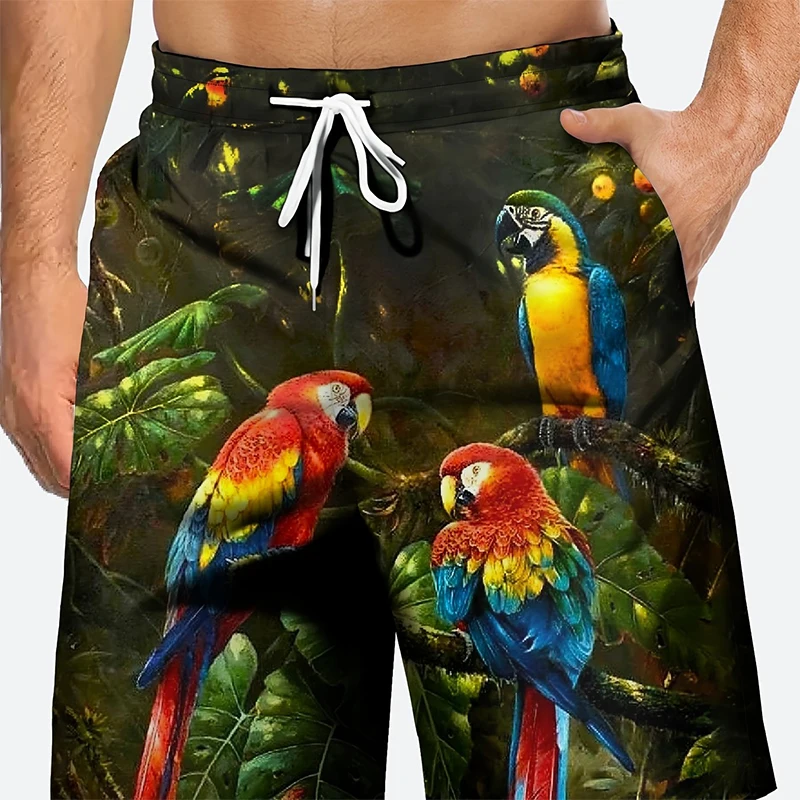 Summer Hawaiian Beach Parrots Graphic 3D Print Men Women Holiday Trunks Casual Surfing Board Shorts Swimwear Kid Men\'s Clothing