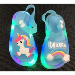 Sandali luminosi per bambini sandali di moda carini per cartoni animati sandali luminosi per unicorno scarpe di cristallo per cartoni animati carini