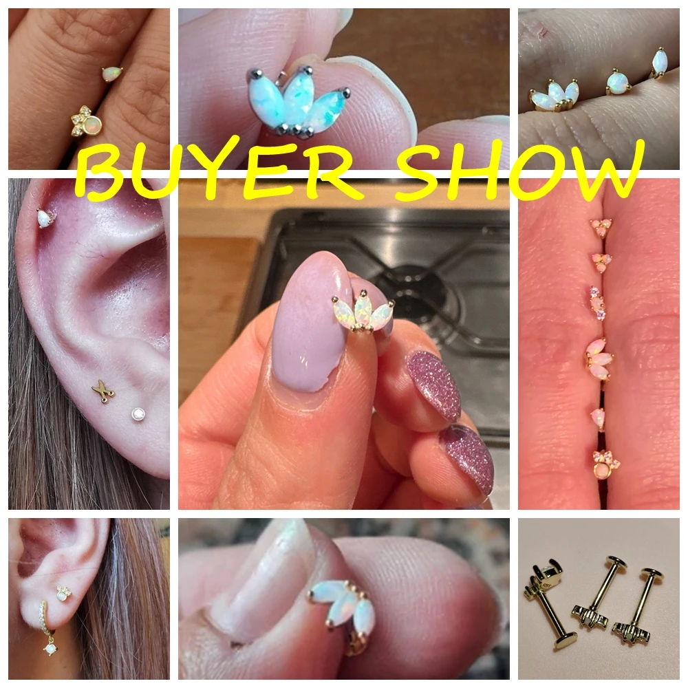 CANNER 1PC 925 Sterling Silver wykwintna korona Opal kolczyk do piercingu dla kobiet kolczyki do uszu kolczyk na chrząstkę biżuteria do ciała prezent — zdjęcie 7