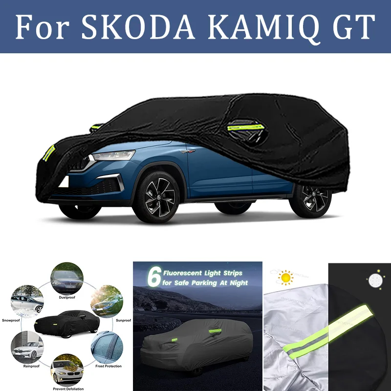 

For SKODA KAMIQ GT Car Cover Full Covers with Reflective Strip Dustproof UV Scratch-Resistant Sunscreen Protective cover