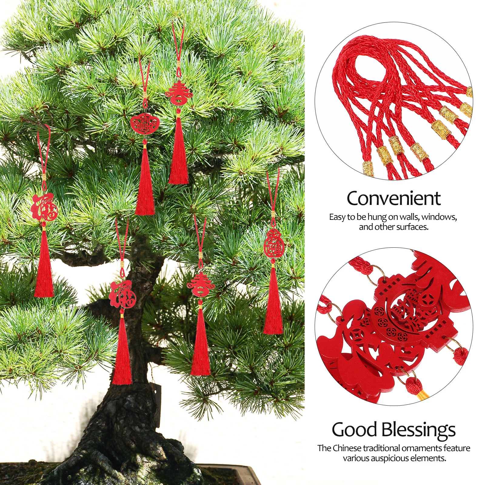 

8 pcs Hanging Ornaments Chinese New Year Decorations For Window Tree Car Tree Pendant Party Spring Festival Supply