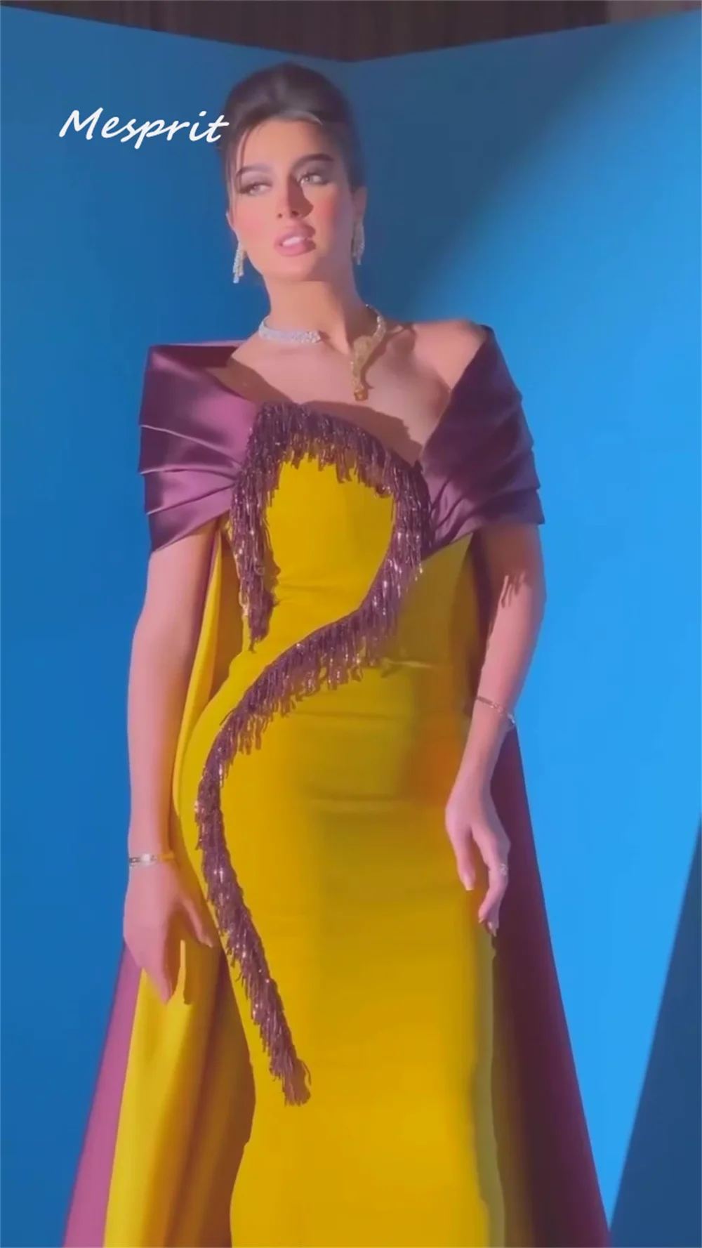 Vestido de noche largo hasta el suelo de sirena, borla, Paillette, abrazando, satén, personalizado, Arabia Saudita, es, moda