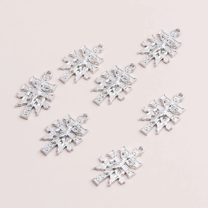 Leslie 10 Stück Vintage Gold Silber Farbe Jesus Kreuz Charms für Schmuckherstellung Punk Hip Hop Crucifx Anhänger Halskette Frauen Männer Diy – Detail 3
