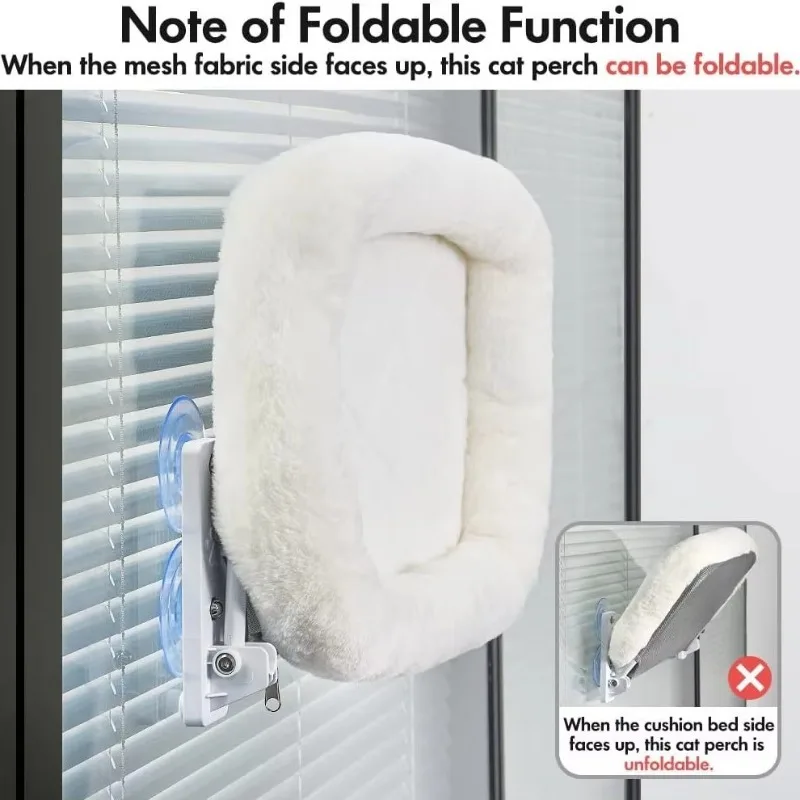 Luxury Square Winter Cat Window Perch Bed with Suction Cups Plush Hammock for Comfortable Sunbathing