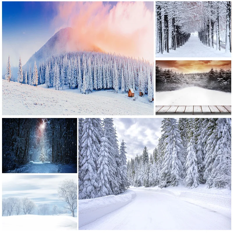 

SHUOZHIKE Winter Natural Scenery Photography Background Forest Snow Landscape Travel Photo Backdrops Studio Props XJS-02